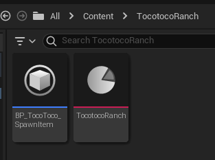 Picture showcasing PrimaryAssetLabel and BP_TocoToco_SpawnItem