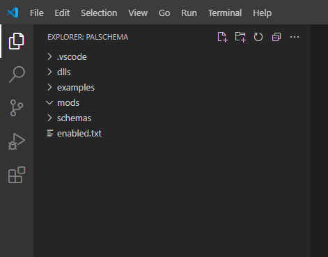 What the folder structure should look like when Visual Studio Code is open